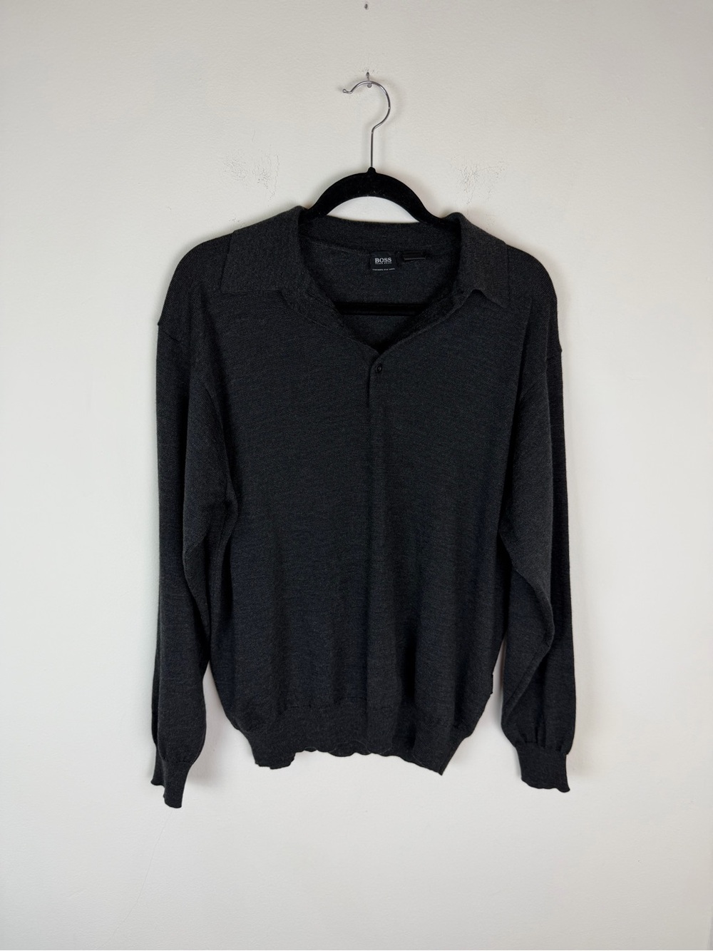 Boss Hugo Boss Knit Polo Sweater Wool Silk Cashmere Made in Italy Size L